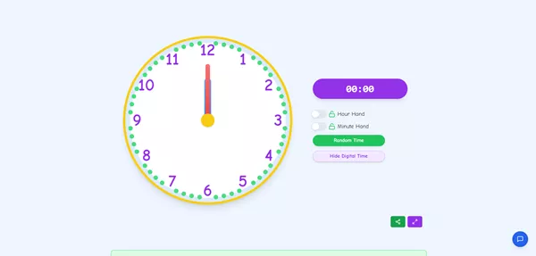 模拟钟表网站首页截图，突出显示交互式钟表界面。