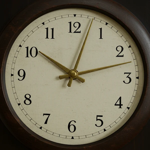 Analog clock hour hand between 2 and 3 showing 2:30 time