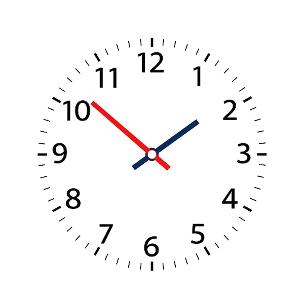 Alt text: Horloge analogique montrant les aiguilles des minutes et des heures distinctes.
