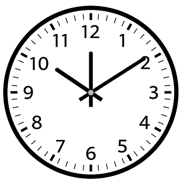 Alt text: Horloge analogique affichant l’heure 8:48 PM à titre d’exemple.
