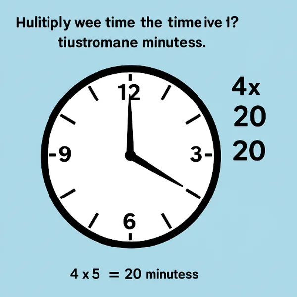 Alt text: Diagramme : Lecture des minutes en multipliant le chiffre de l’horloge par 5.