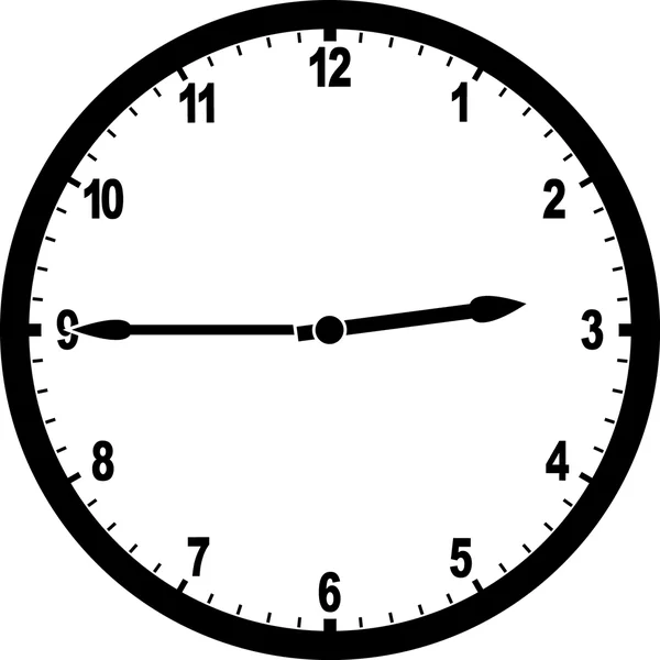 Analoge klok wijzerplaat die 2:45 of kwart voor drie laat zien