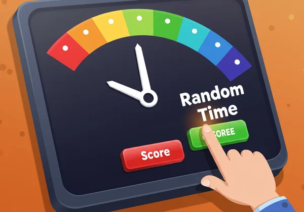 Interactive clock in a fun "random time" challenge mode