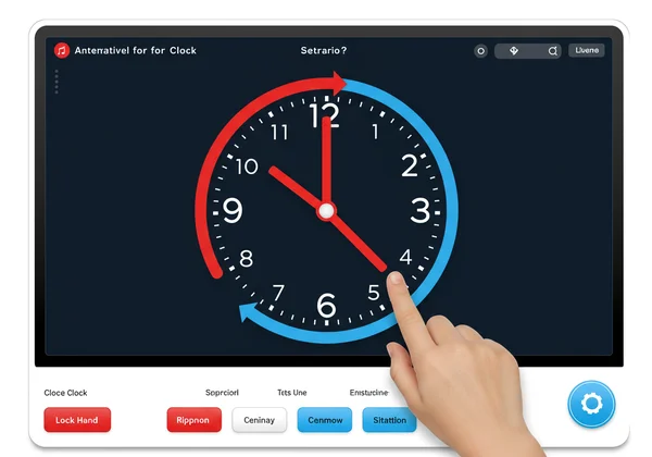 Close-up of an interactive educational clock tool.