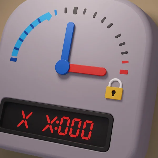 Interactive clock showing minute hand locked at 12 for focus.