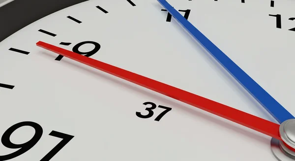 Analog clock showing 37 minutes past the hour with tick marks